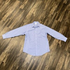 Brooks Brothers Men's Shirt 16.5x4/5 Regent Fit Blue Grid Pattern Non Iron